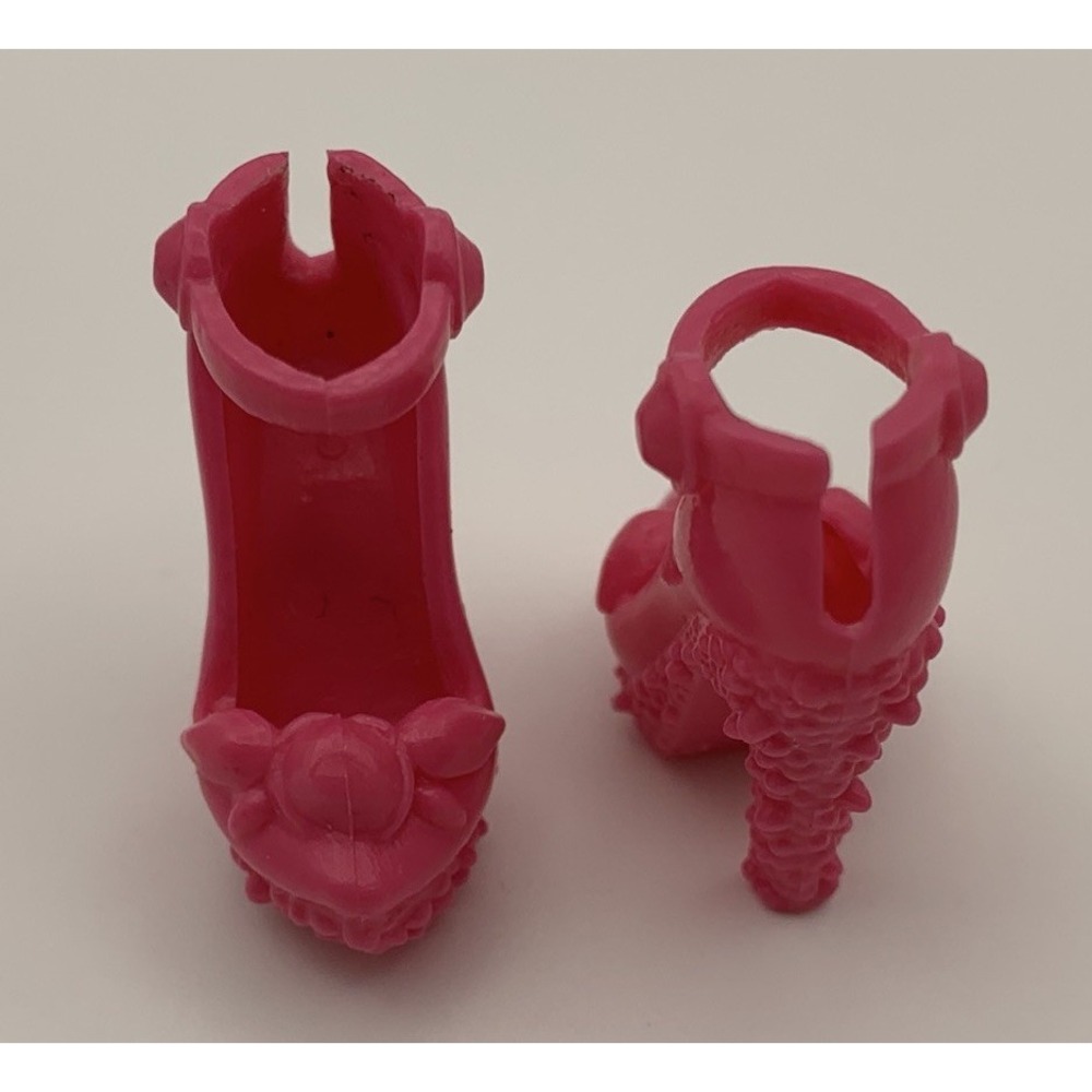 BRIGHT PINK CLOSED TOE ANKLE STRAP PLATFORM HEELS SHOES for BARBIE DOLLS - Picture 4 of 5